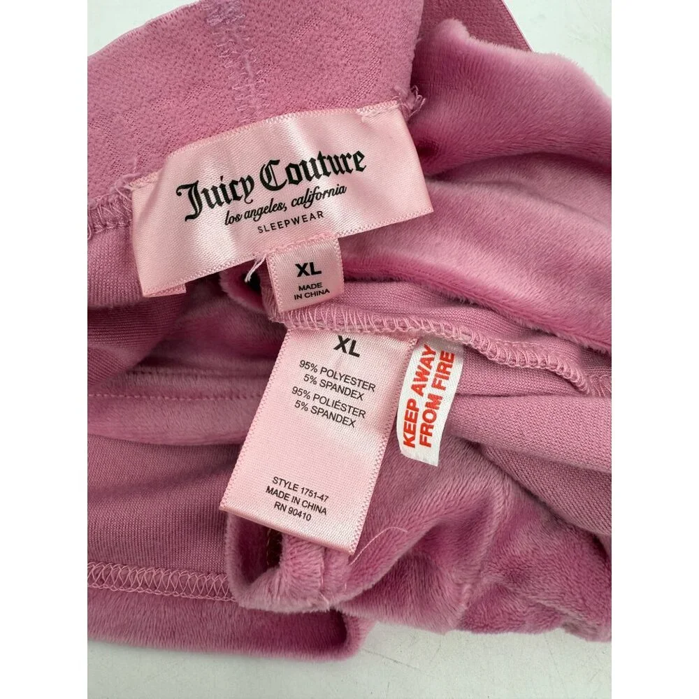 Juicy Couture Rhinestone Logo Pink Velour Lounge Shorts XL Y2K Revive - Picture 11 of 13